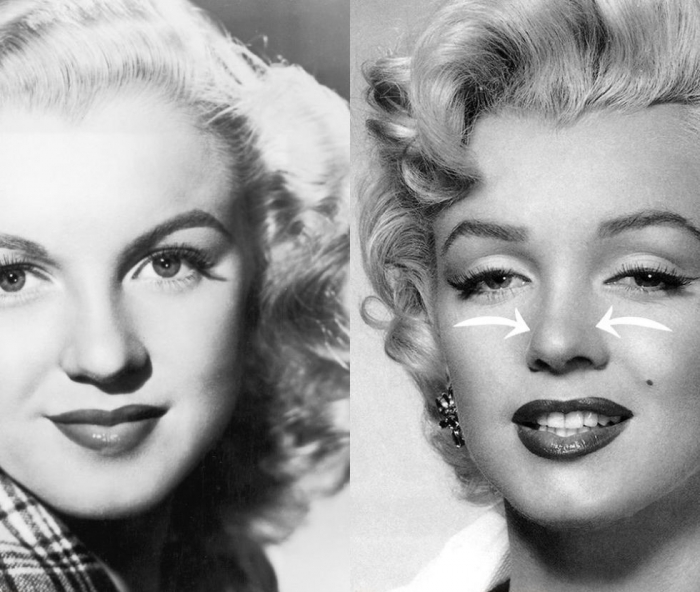 Мэрилин Монро до и после ринопластики