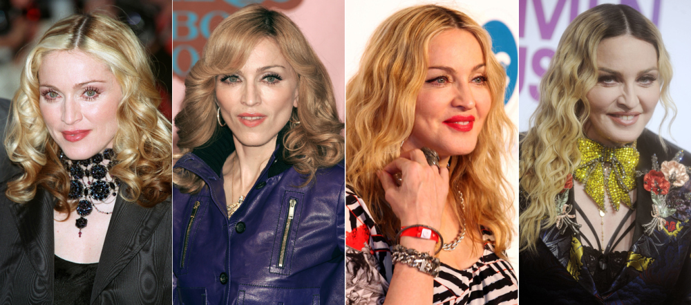 Мадонна в разные годы. Слева направо: 2000, 2005, 2010 и 2016